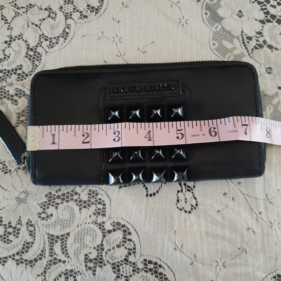 Karen Millen Black Leather Zip Around Wallet - Picture 3 of 8